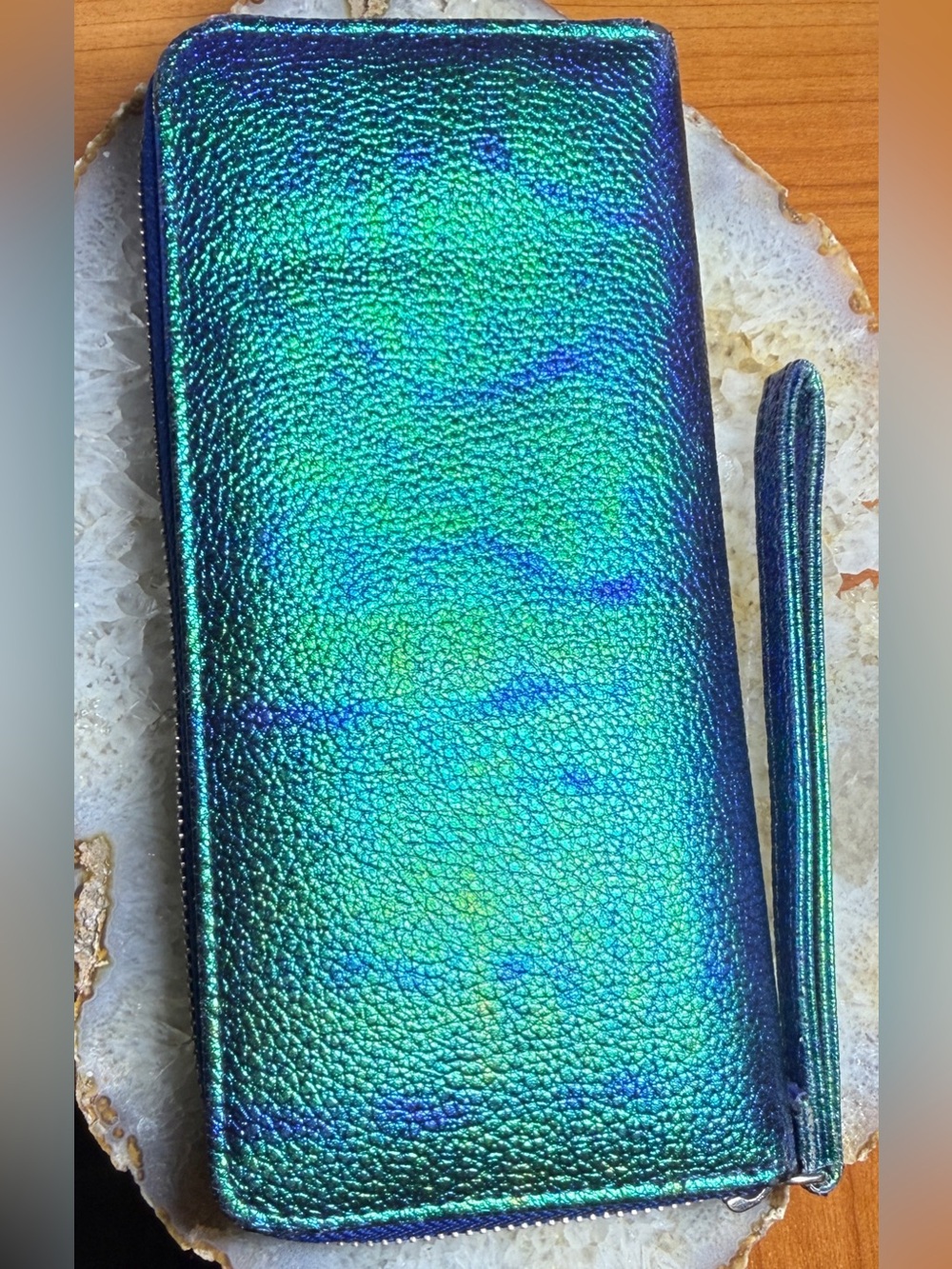 Iridescent Green-Blue Wristlet Wallet - Women Bags Wallets